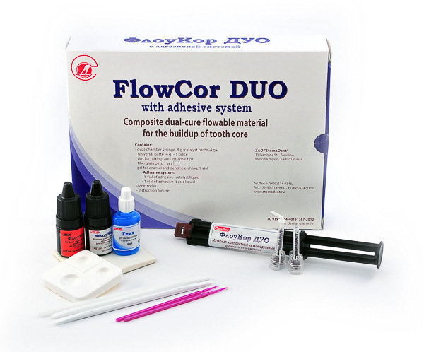 FlowCor DUO - composite dual-cure flowable material for the buildup of tooth core